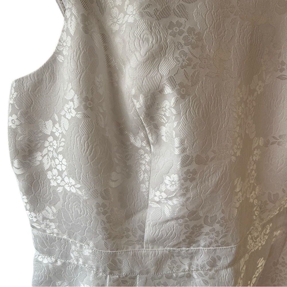 John Meyer Collection Plus Size Jacquard Floral Textured White Formal Dress - Picture 12 of 15